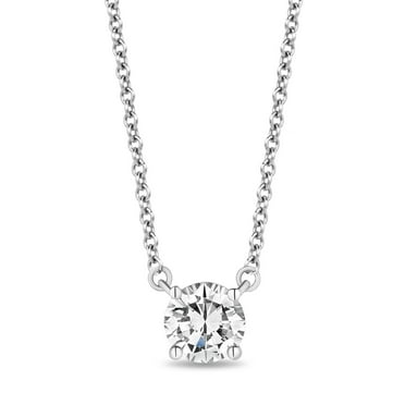 Round Cut Diamond Solitaire Necklace in 18K Gold