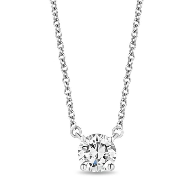 Round Cut Diamond Solitaire Necklace in 18K Gold