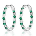 thumbnail image 1 of Lab Created Gemstone Huggie Hoop Earrings in Sterling Silver, 1 of 6