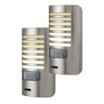 thumbnail image 1 of Enbrighten Motion-Sensing Dimmable LED Night Light, Louver Shade, Brushed Nickel, 2 Pack, 1 of 6