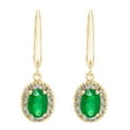 thumbnail image 2 of Oval Cut Genuine Gemstone and 0.16 CT. T.W. Diamond Dangle Earrings in 14K Gold, 2 of 4