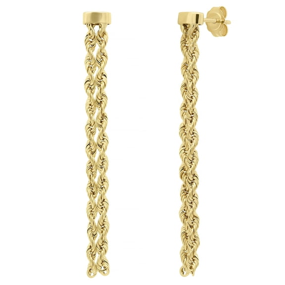 Kissing Hearts Double Rope Chain Earrings in 14K Gold
