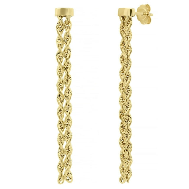 Kissing Hearts Double Rope Chain Earrings in 14K Gold