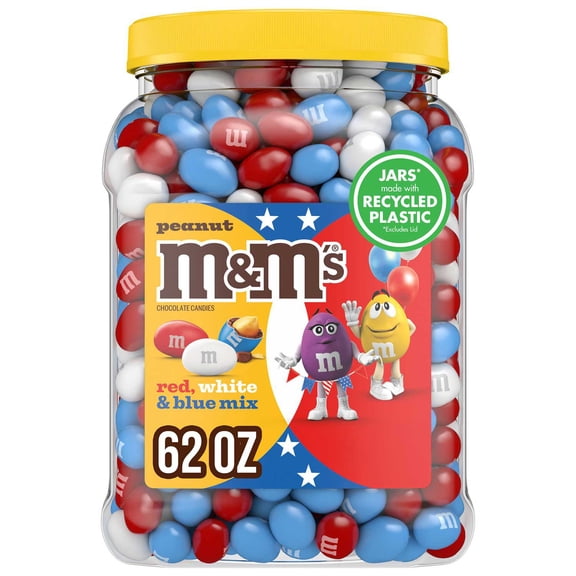 M&M'S Red, White & Blue Patriotic Mix Peanut Milk Chocolate Candy, 62 oz.