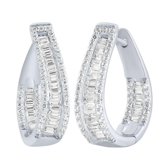 0.96CT. T.W. Inside Out Diamond Hoop Earrings in 14K Gold
