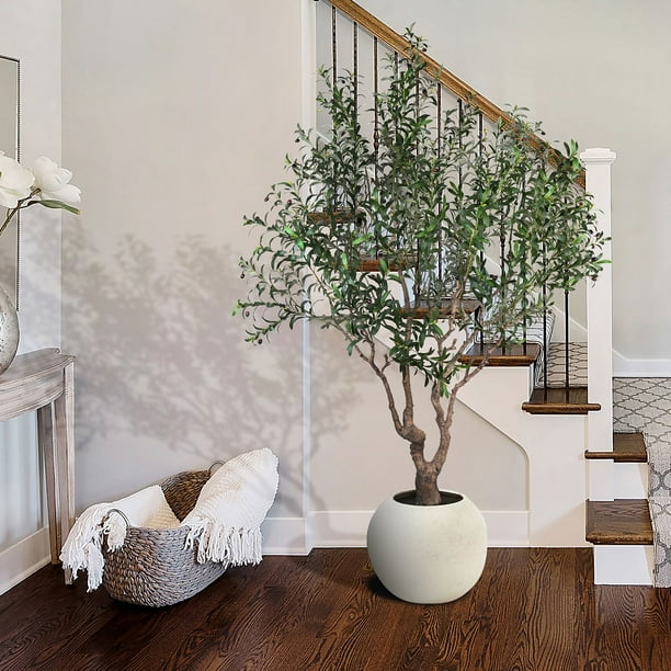 Member's Mark Faux 8' Deluxe Olive Tree in Oversized Cream Pot