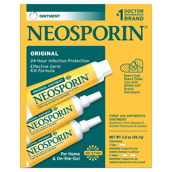 Neosporin Original First Aid Antibiotic Ointment 1 oz. tube + two .5 oz. tubes, 3 pk.