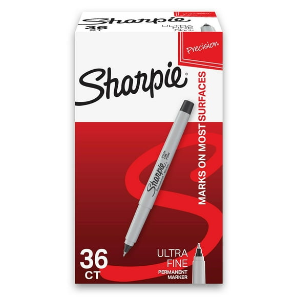 Sharpie Permanent Marker, Ultra Fine Tip, Black, 36 Count