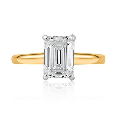 Lab Created Emerald Cut Solitaire Diamond Ring
