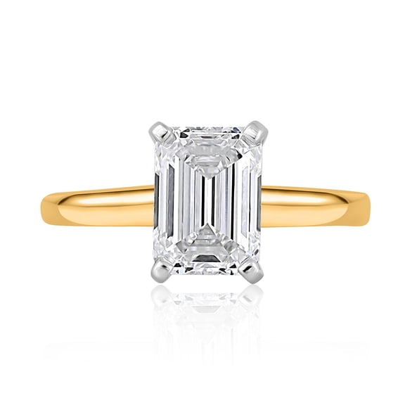 Lab Created Emerald Cut Solitaire Diamond Ring