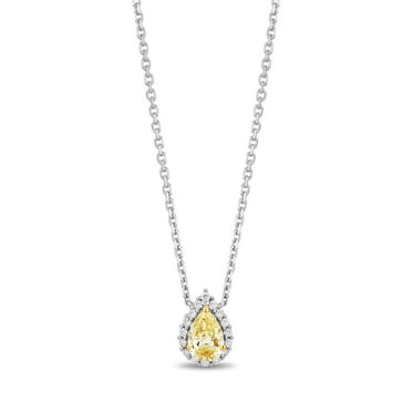 0.65 CT. TW Pear Cut Natural Yellow Halo Diamond Pendant in 18K Gold