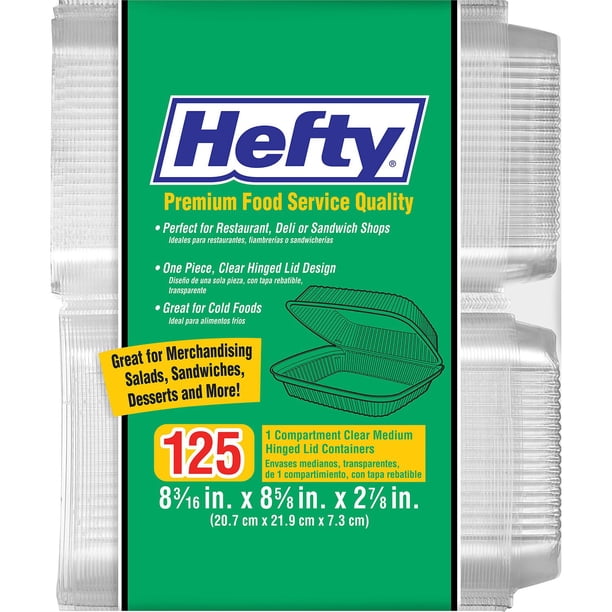Hefty Clear Hinged Lid Plastic Container, 8