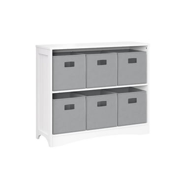 RiverRidge Horizontal Bookcase with 6 Bins, Assorted Shelf and Bin Colors
