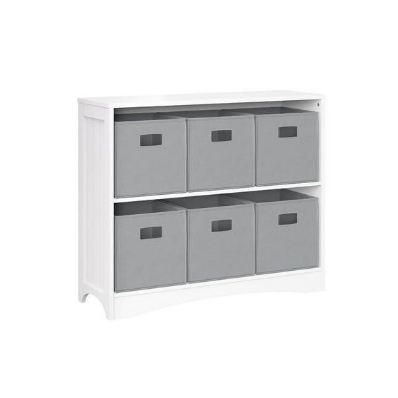 RiverRidge Horizontal Bookcase with 6 Bins, Assorted Shelf and Bin Colors