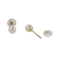 thumbnail image 2 of 4mm White Cultured Freshwater Pearl Baby Threader Post Stud Earrings in 14K Gold, 2 of 3