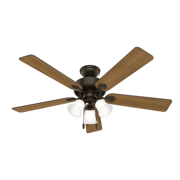 Hunter 52 inch Swanson Matte Black Ceiling Fan with LED Light Kit and Pull Chain