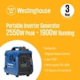 thumbnail image 2 of Westinghouse 2550 Watt Gas Powered Inverter Generator with Recoil Start and Quiet Technology, 2 of 12