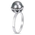 thumbnail image 4 of Black Round Tahitian Pearl and 0.22 CT. Diamond Halo Vintage Ring in 14K Gold, 4 of 6
