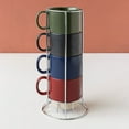 thumbnail image 4 of Over and Back 5-Piece Color-Glazed Stackable Mug Set with Rack, 4 of 5