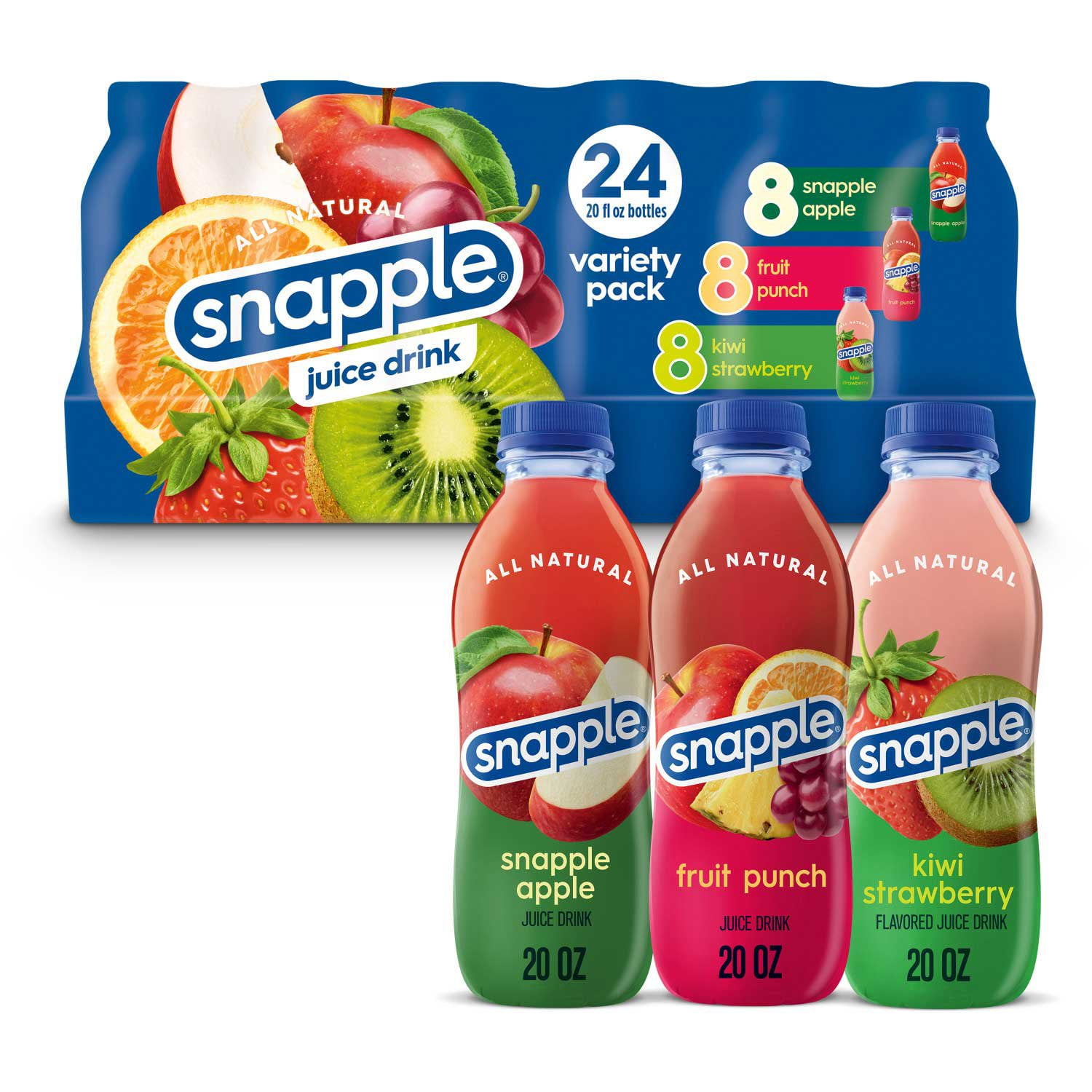 Snapple Juice Drink Variety Pack, 20 fl. oz. bottles, 24 pk