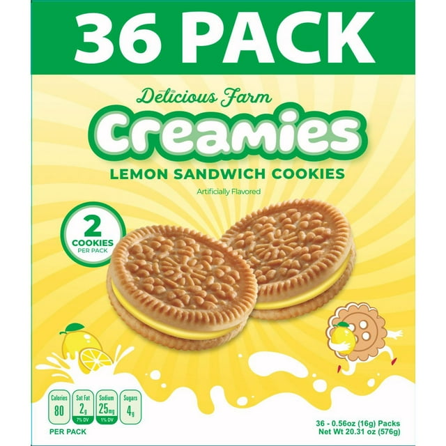 Delicious Farm Lemon Sandwich Cookies, 0.56 oz., 36 pk.