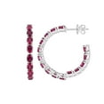 thumbnail image 1 of Oval Cut Gemstone Inside Out Hoop Earrings in Sterling Silver, 1 of 4