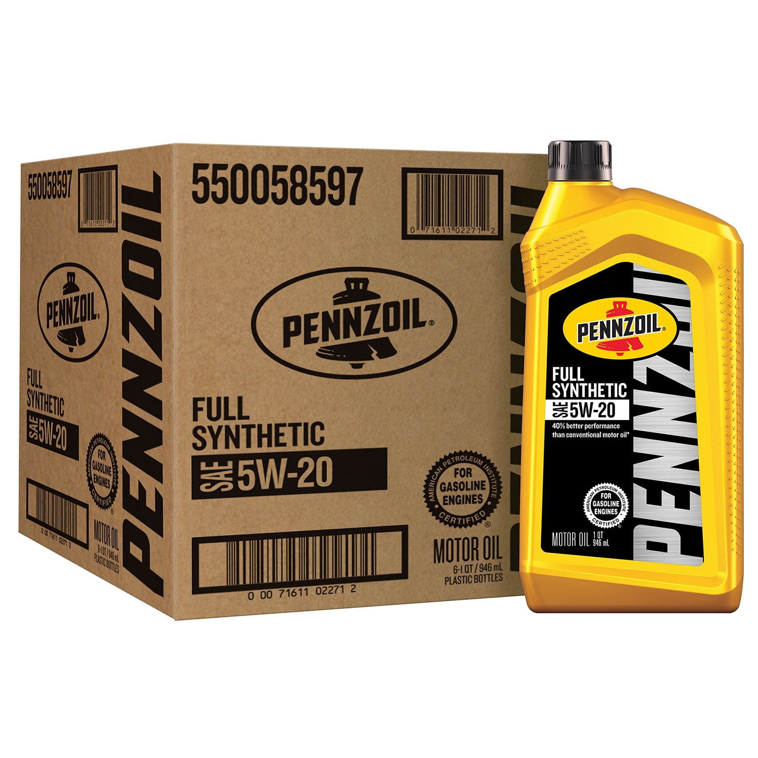 Pennzoil Full Synthetic 5W-20 Motor Oil 6 Pack/ 1 Quart Bottles ...