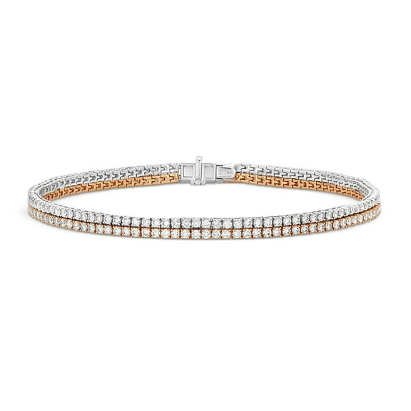 3.50 C.T. TW Round Cut Two Row Diamond Tennis Bracelet in 14K Gold