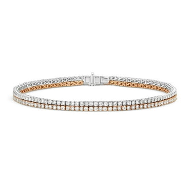 3.50 C.T. TW Round Cut Two Row Diamond Tennis Bracelet in 14K Gold