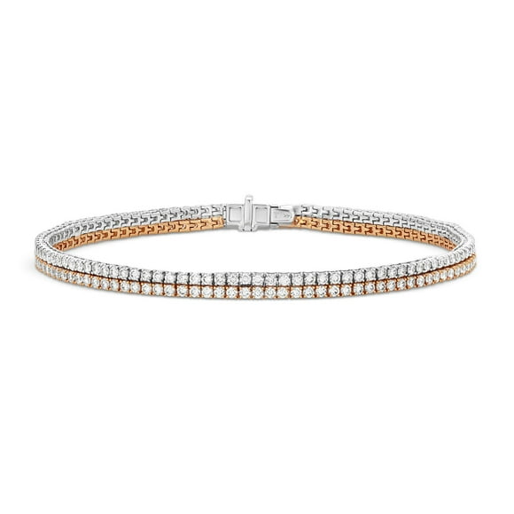 3.50 C.T. TW Round Cut Two Row Diamond Tennis Bracelet in 14K Gold