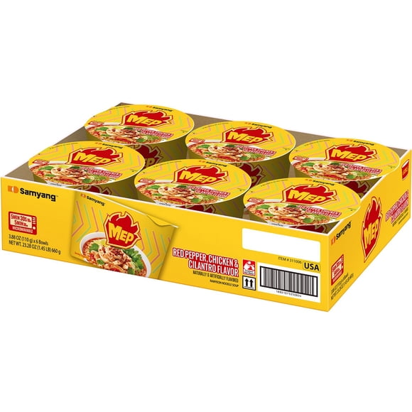 Samyang MEP Ramen Bowl, Red Pepper and Chicken & Cilantro, 6 pk.