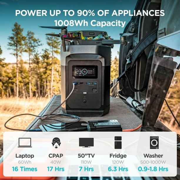 EcoFlow DELTA 1000 Portable Power Station, Solar Generator for