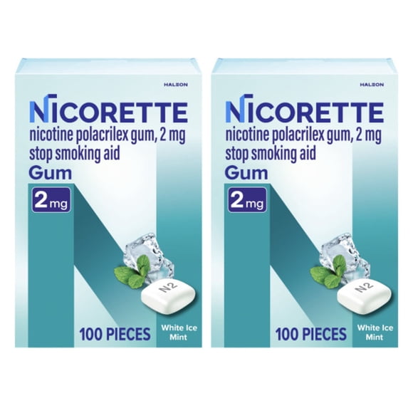Nicorette Nicotine Gum, 2 mg, White Ice Mint, 200 ct.