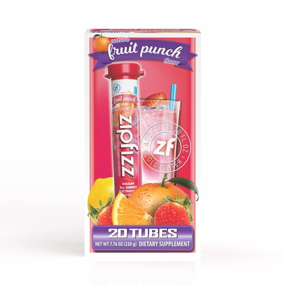 Zipfizz Energy Multi-Vitamin Hydration Drink Mix, Fruit Punch, 20 ct.