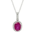 thumbnail image 1 of Oval Cut Genuine Gemstone & 0.11 CT. T.W. Diamond Halo Pendant Necklace in 14K Gold, 1 of 4