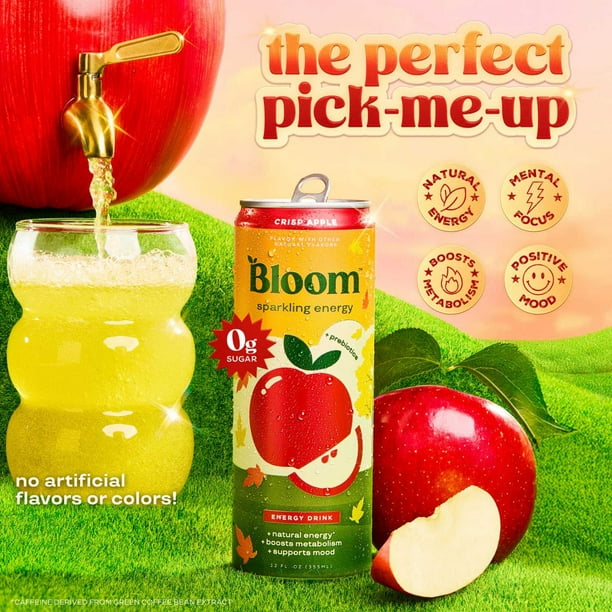 Bloom Sparkling Energy, Crisp Apple, 12 fl. oz., 12 pk.