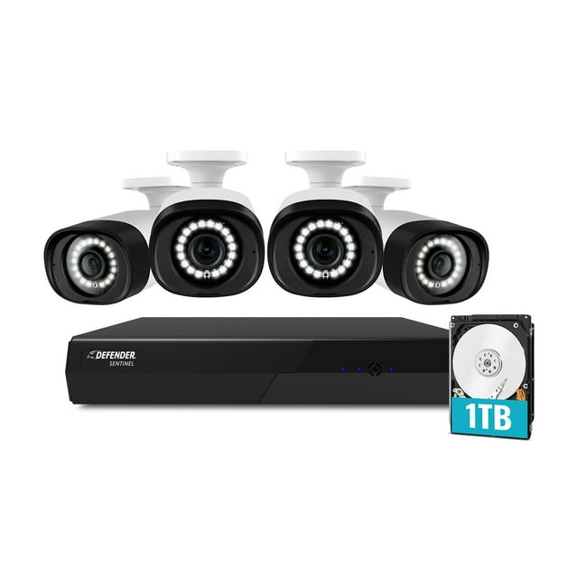 Defender Sentinel 4K UHD Cameras with 1TB NVR Security System, 4pk.