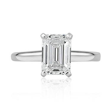 Lab Created Emerald Cut Solitaire Diamond Ring