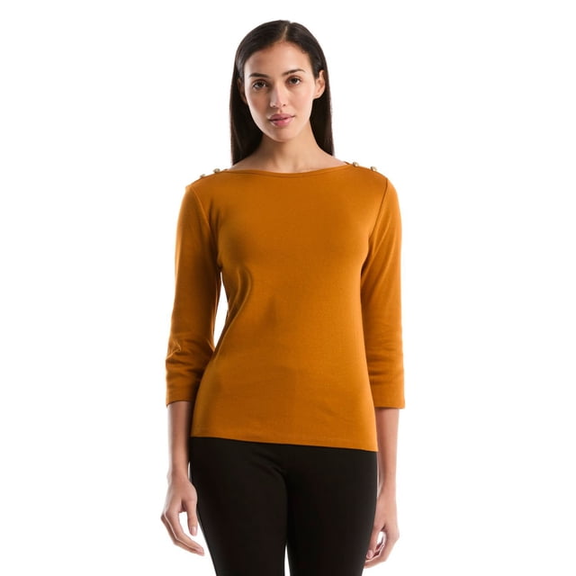 Rafaella Women's 3/4 Sleeve Boatneck Top