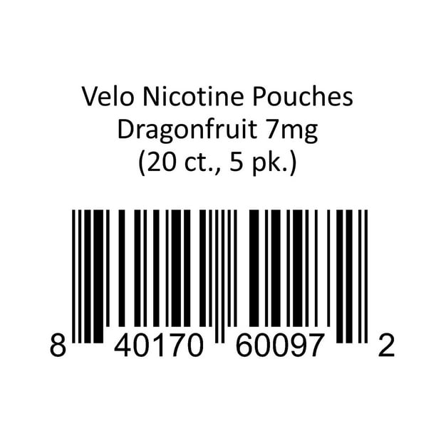 Velo Oral Tobacco Nicotine Pouches, Dragonfruit, 7 mg., 20 ct., 5 pk