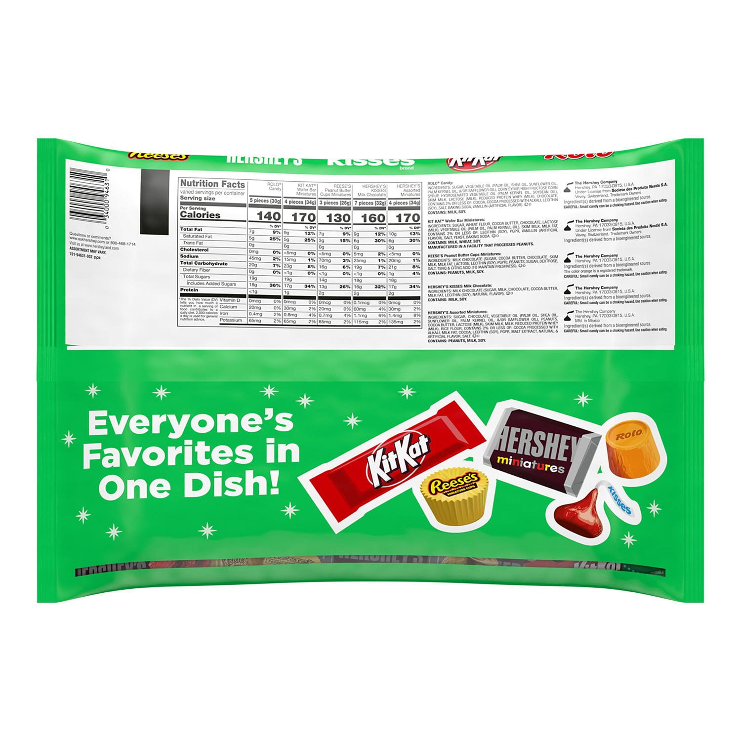 HERSHEY'S Festive Favorites, Chocolate Candy Variety Pack, 315 pcs