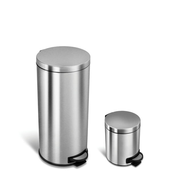 Nine Stars Combo 7.9 and 1.3 Gallon Step On Trash Can, Stainless