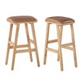 thumbnail image 2 of Bower Home Upholstered Wood Saddle Counter or Bar Stool, 2-Pack, 2 of 8