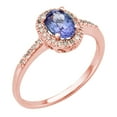 thumbnail image 3 of Oval Cut Gemstone and 0.15 CT. T.W. Halo Diamond Ring in 14K Gold, 3 of 6