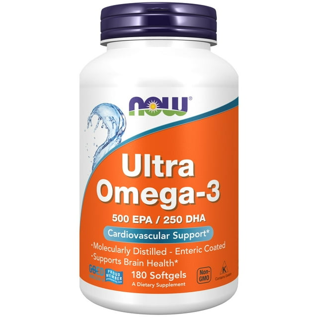NOW Supplements Ultra Omega-3 Brain Health and Cardiovascular Support* Softgels (180 ct.)