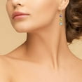 thumbnail image 4 of Round Cut Multi Gemstone Dangle Earrings in 14K Gold, 4 of 5