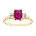 thumbnail image 1 of Emerald Cut Natural Gemstone & 0.20 CT. T.W. 3-Stone Diamond Ring in 14K Gold, 1 of 4