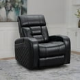 thumbnail image 1 of Bronston Top Grain Leather Power Theater Recliner, Black, 1 of 9