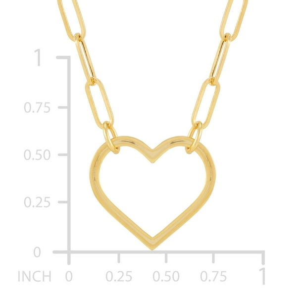 Open Heart Paperclip Chain Pendant Necklace in 14K Gold - Samsclub.com