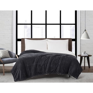 London Fog Plush Corduroy Bed Blanket, Assorted Sizes